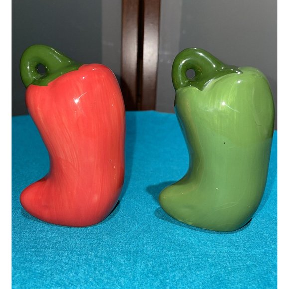 Ceramic Vintage Chili Jalapeno Southwestern Mexican Salt & Pepper Shakers Set - Picture 3 of 6